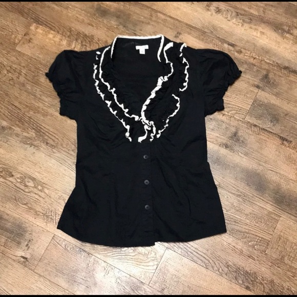 Anthropologie Odille Black & White Ruffle Blouse - Picture 2 of 6